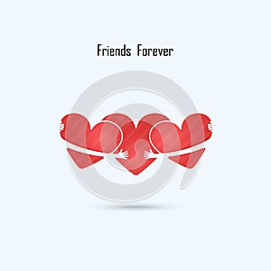 LOVE-HUG-FRIENDS FOREVER vector logo design template.Aid & love