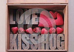 Love hug kiss hearts