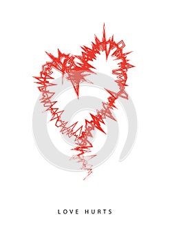 LOVE HURTS vector illustration.