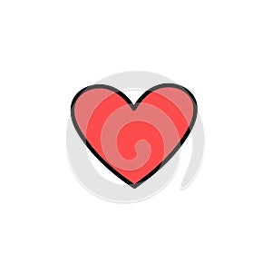 Love icon with shape of abstract red heart. Symbol of romantic feelings, passion, happiness, tenderness, romance