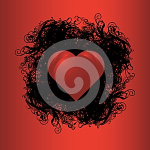 Love icon symbol with abstract ornaments