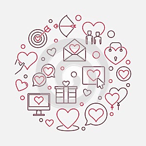 Love and Interpersonal Relationship vector round illustration