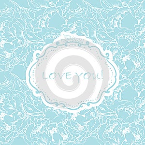 Love invitation card on flower seamless background