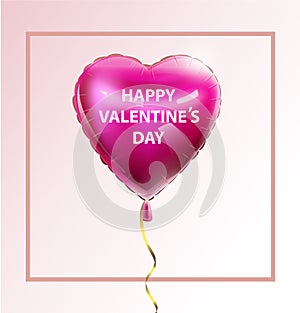 Love Invitation card Valentine`s day balloon heart on abstract background with text .