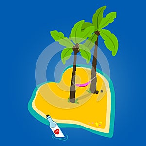 Heart shaped island. Vector illustration