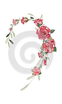 Love. Isolate floral border on a white background.