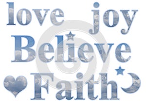 Love Joy Believe Faith Star Moon Heart