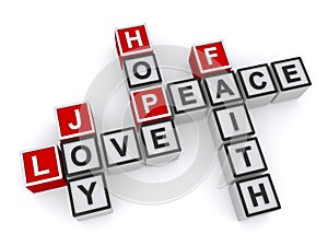 Love, joy, peace, hope, faith crossword