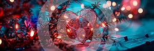 love knots using intertwined garlands to symbolize the unbreakable bond of love on Valentine& x27;s Day. Generative AI