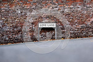 Love lane street sign in the Ellesmere, Shropshire, England