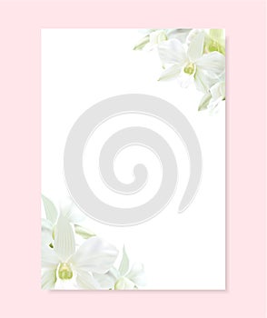 Love letter blank template with orchid flower on background