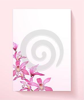 Love letter blank template with orchid flower pattern background
