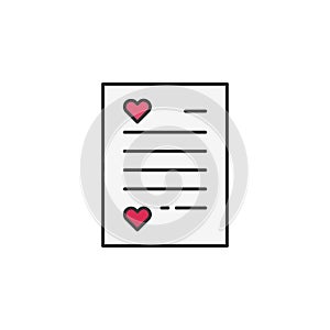 love letter friendship outline icon. Elements of friendship line icon. Signs, symbols and vectors can be used for web, logo,