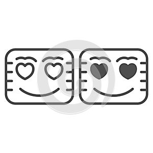 Love letter with heart eyes, smiley line and solid icon, dating concept, love message vector sign on white background