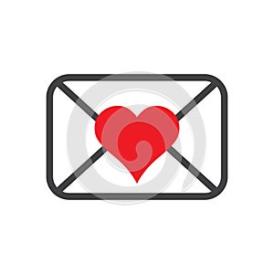 Love letter icon, envelop icons with heart, love email, Valentines day love letter flat icon