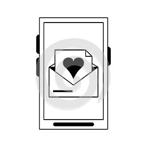 Love letter on samrtphone black and white