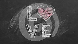 LOVE. Lettering on chalkboard