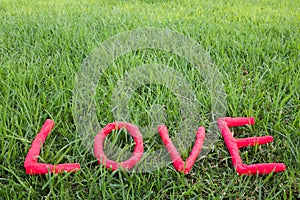 Love letters over the grass