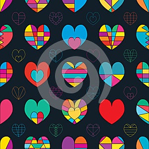 Love line color symmetry seamless pattern