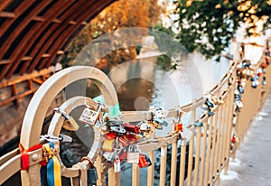 Love locks, Kampa Island, Mala Strana, Prague, Czech Republic