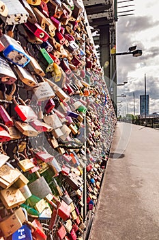 Love locks on bridge at Cologne in Germany