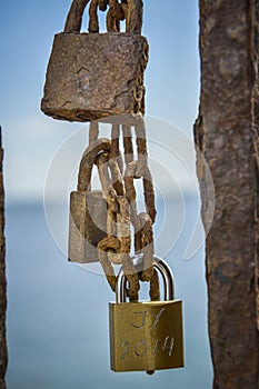 Love locks on a chain