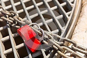 Love locks on the chain