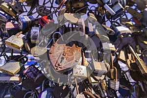 Love locks on a fence