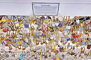 Love locks fence key Long Beach California