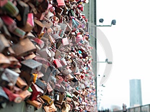 Love locks at Hohenzollern bridge in Cologne, Germany