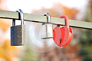 Love locks, Love. Nature background. Valentine's Day