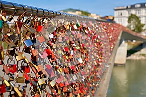 Love Locks on the Makartsteg Bridge Salzburg Austria