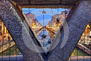 Love locks in Milan, Italy photo