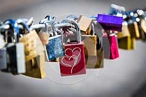 Love Locks padlocked to a fence