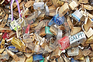Love locks in Paris background