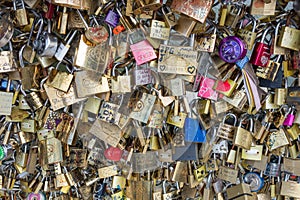 Love locks on Paris bridge, Paris, May 2014