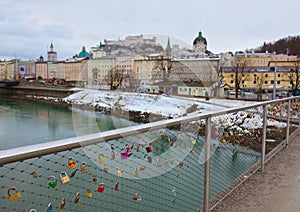 Love locks in Salzburg Austria