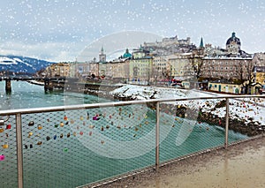 Love locks in Salzburg Austria