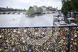 Love locks seine river Paris France