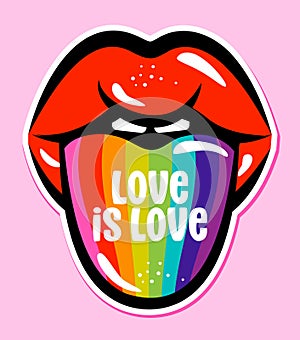 Love is love - LGBT pride slogan against discrimination quote.