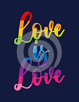 Love is love - LGBT pride slogan against homosexual discrimination.