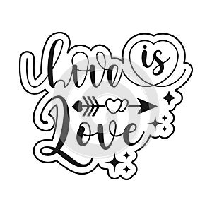 Love is Love Typography Valentine\'s Day Clip Art White And Black