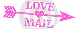 Love mail grunge sign. Pink postal stamp