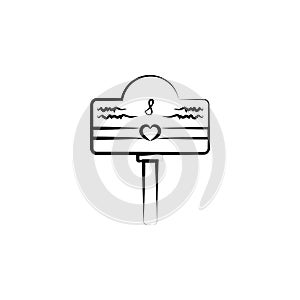 love mailbox sketch illustration. Element of wedding icon for mobile concept and web apps. Sketch style love mailbox icon can be u