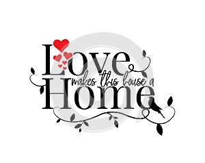 Love makes this house a home, vector. Wording design, lettering. Scandinavian minimalist poster design