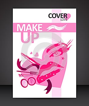 Love makeup cover design template in form of girl face