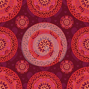 Love mandala seamless pattern