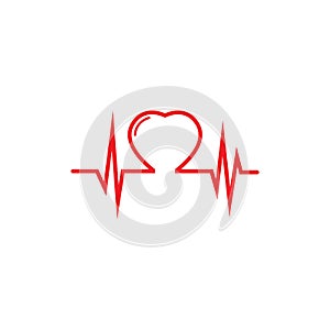 Love with Medical Pulse logo concept. Health love Creative Logo.