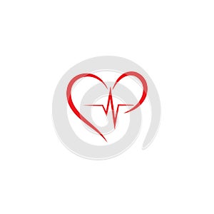 Love with Medical Pulse logo concept. Health love Creative Logo.