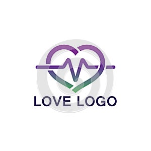 Love with Medical Pulse logo concept. Health love Creative Logo vector template